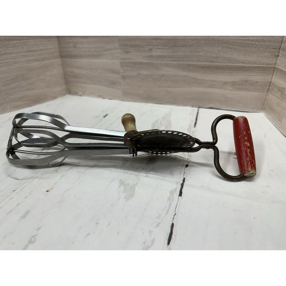 Vintage Edlund Company Egg Beater Hand Mixer Red Handle